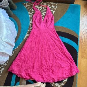 J. Crew Vibrant Pink Midi Halter Dress